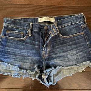 abercrombie and fitch dark blue denim shorts